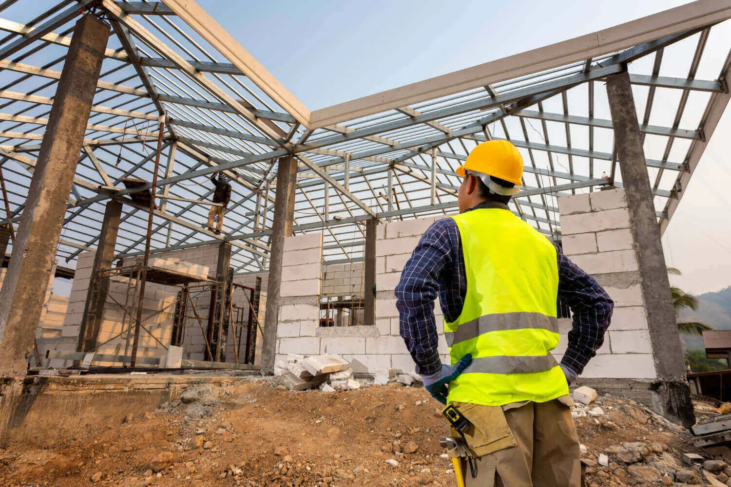 The structure of a house under construction